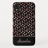 Blush Pink - Rose Gold Polka Dot Pattern Monogram