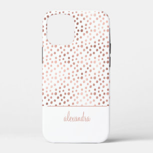 Blush Pink - Rose Gold Polka Dot Pattern Monogram iPhone 12 Mini Case