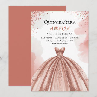 Blush Pink & Rose Gold Princess Birthday Invitation