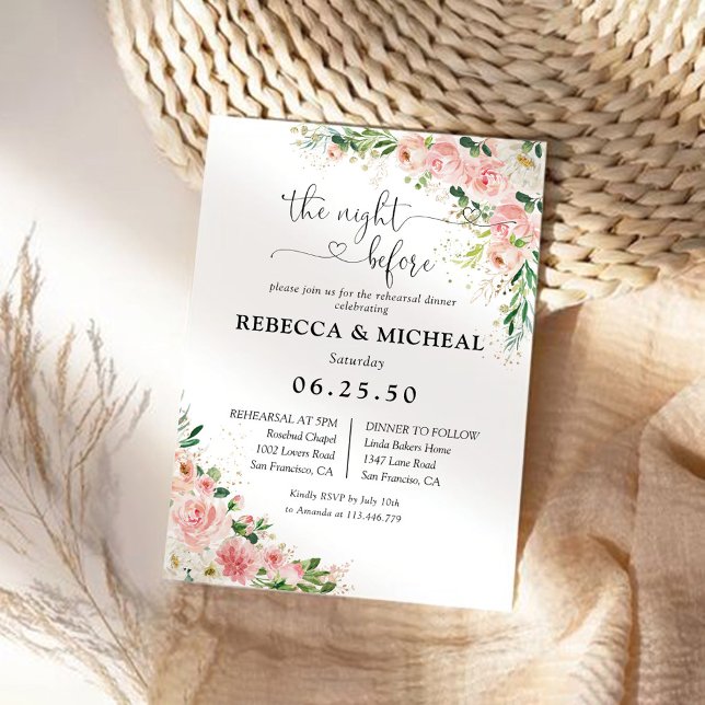 Blush Pink Rose Gold Rehearsal Dinner Invitation (Creator Uploaded)