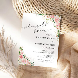 Blush Pink Rose Gold Rehearsal Dinner Invitation
