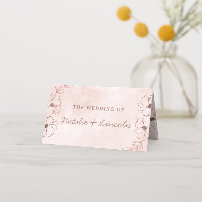 Blush Pink & Rose Gold Reserved Seating Wedding Place Card (Back)