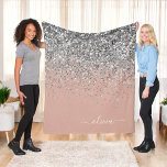 Blush Pink Rose Gold Silver Glitter Monogram Fleece Blanket<br><div class="desc">Rose Gold - Blush Pink and Silver Faux Sparkle Glitter Monogram Name and Initial Fleece Blanket. This makes the perfect sweet 16 birthday,  wedding,  bridal shower,  anniversary,  baby shower or bachelorette party gift for someone that loves glam luxury and chic styles.</div>