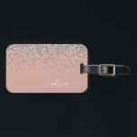 Blush Pink Rose Gold Silver Glitter Monogram Luggage Tag<br><div class="desc">Rose Gold - Blush Pink and Silver Sparkle Glitter Monogram Name Luggage Bag Tag. This makes the perfect sweet 16 birthday,  wedding,  bridal shower,  baby shower or bachelorette party gift for someone decorating her room in style.</div>