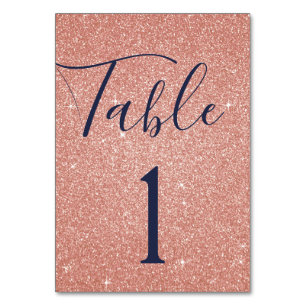 Blush Pink - Rose Gold Sparkle Table Number