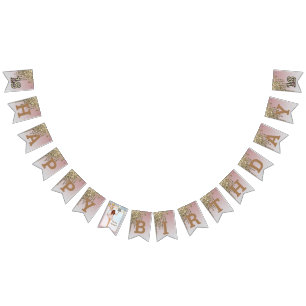 Blush Pink Rose Gold Sweet Sixteen Bunting