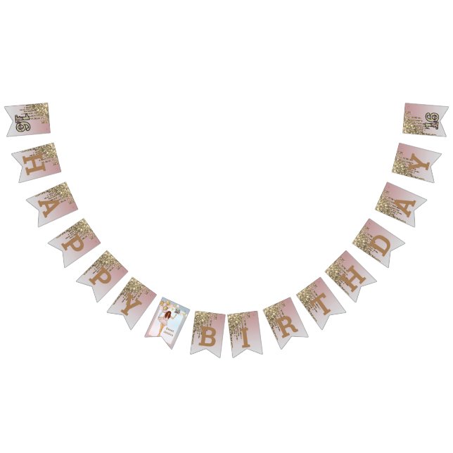 Blush Pink Rose Gold Sweet Sixteen  Bunting (All)