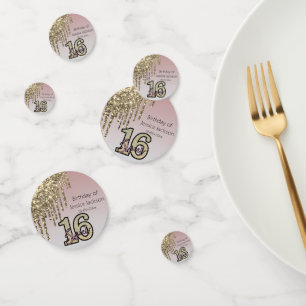 Blush Pink Rose Gold Sweet Sixteen Confetti