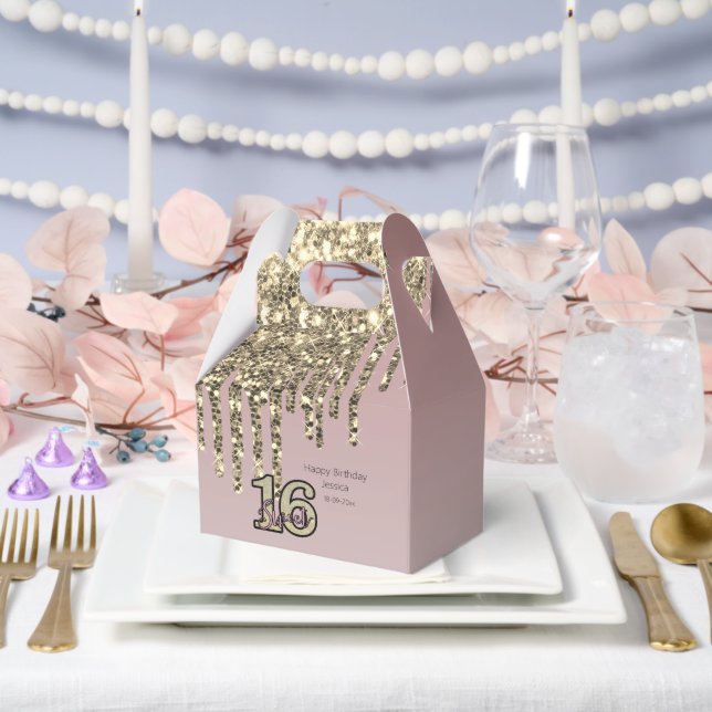 Blush Pink  Rose Gold Sweet Sixteen Favour Box (Wedding)
