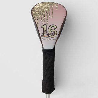 Blush Pink Rose Gold Sweet Sixteen Golf Head Cover