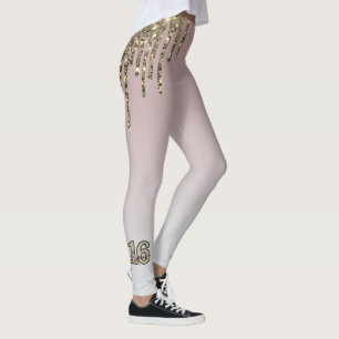 Blush Pink  Rose Gold Sweet Sixteen Leggings