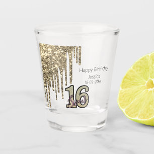 Blush Pink Rose Gold Sweet Sixteen Shot Glass