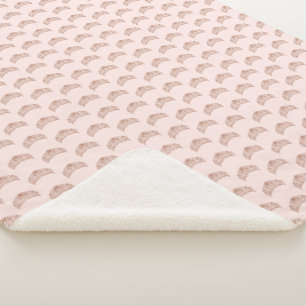 Blush pink rose gold tiara crown pattern girl sherpa blanket