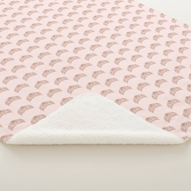 Blush pink rose gold tiara crown pattern girl sherpa blanket (3/4)