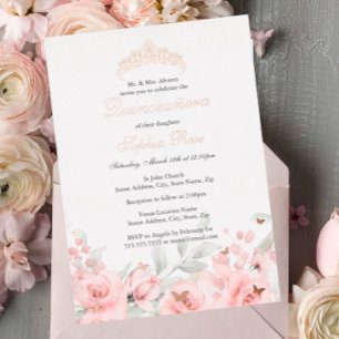 Blush Pink Rose Gold Tiara Quinceanera