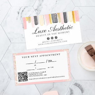 Blush Pink & Rose Gold Watercolor Nail Appointment Business Card
