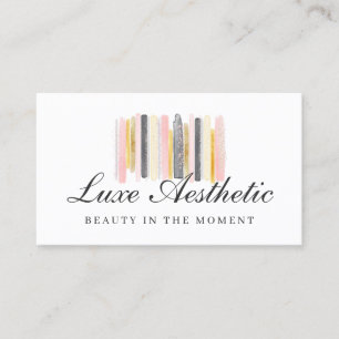 Blush Pink & Rose Gold Watercolor Paint Strokes Business Card
