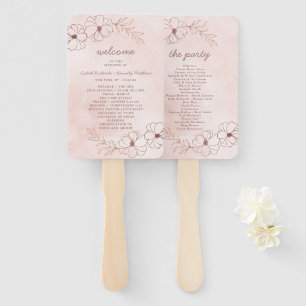 Blush Pink & Rose Gold Wedding Ceremony Program Hand Fan