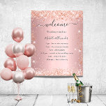 Blush pink rose gold wedding program poster<br><div class="desc">A modern,  elegant wedding program,  timeline.  Blush pink background decorated with rose gold faux glitter sparkles. Personalise and add your names and wedding details. Black coloured letters.  If you have more text it's possible to reduce the line space.</div>