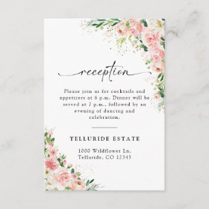Blush Pink Rose Gold Wedding Reception Card