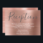 Blush Pink Rose Gold Wedding Reception Invitation<br><div class="desc">Pink Rose Gold Faux Brushed Metal Elegant Reception Card for a Post Wedding Party. This Blush Pink Wedding Reception Card can be customised to include your message and reception party address. The Reception card is part of the Rose Gold Wedding Collection. If you would like additional customised items please contact...</div>