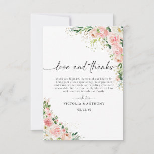 Blush Pink Rose Gold Wedding Thank You Cards