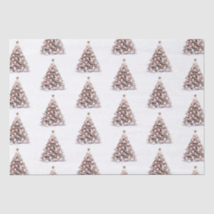 Blush Pink Rose Gold White Christmas Trees Tissue Paper