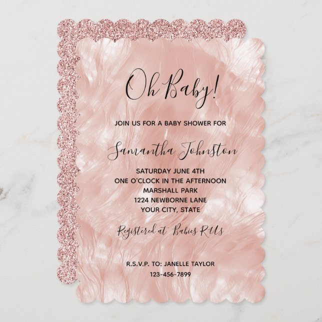 Blush Pink Rose  Invitation (Front/Back)