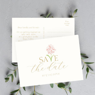Blush Pink Rose & Ivory Floral Save the Date  Invitation