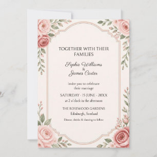 Blush Pink Rose Ornate Wedding Invitation