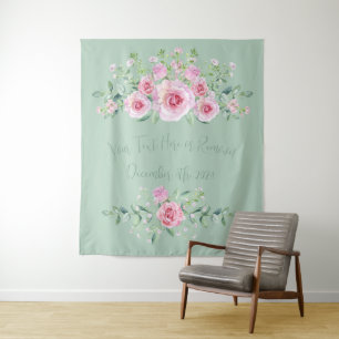 Blush Pink Rose Party Photo Backdrop Tapestry