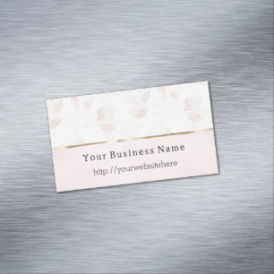 Blush Pink Rose Petal Floral Business name website Magnetic Business Card