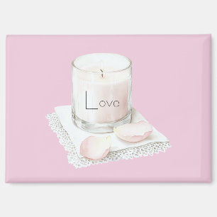 Blush pink rose petals candle magnet