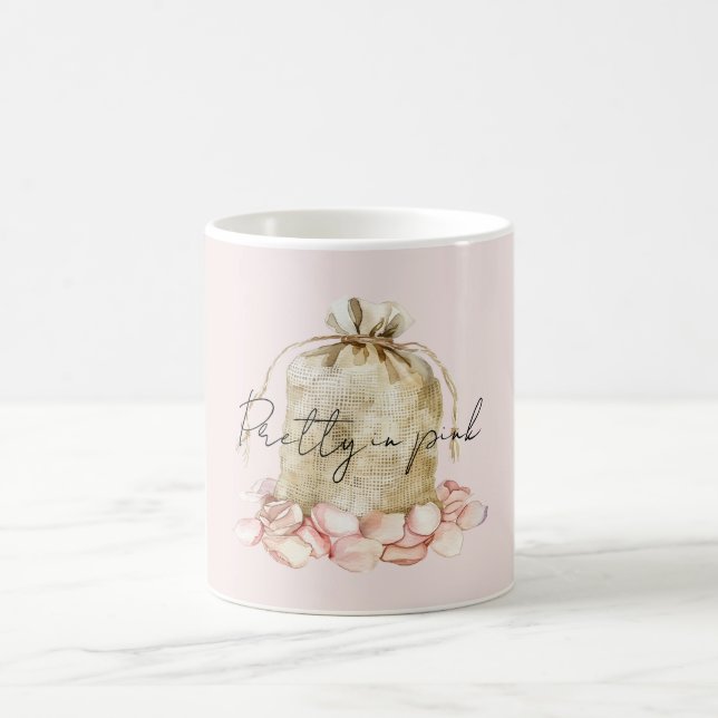 Blush Pink Rose Petals Floral Bag Coffee Mug (Center)