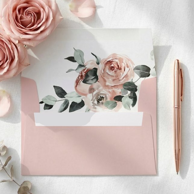 Blush Pink Rose Romantic Wedding Envelope (Creator Uploaded)