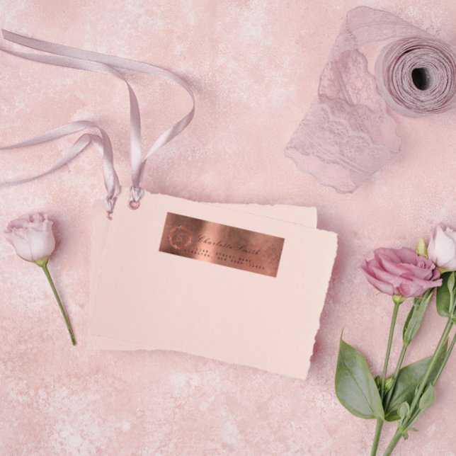 Blush Pink Rose VIP Monogram Return Address Labels (Creator Uploaded)