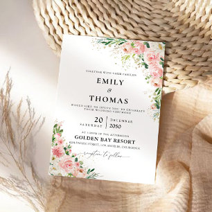 Blush Pink Rose Wedding Ceremony Invitation