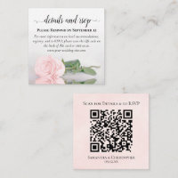 Blush Pink Rose Wedding Details & RSVP QR Code