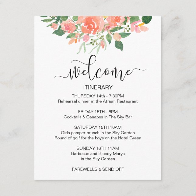 Blush Pink Rose Wedding Guest Welcome Enclosure Card (Front)