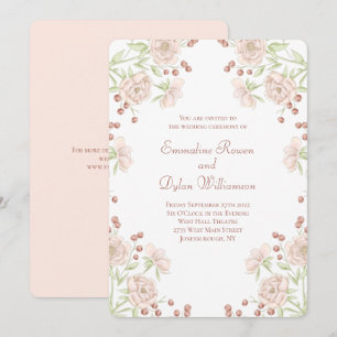 Blush Pink Rose Wedding Invitation