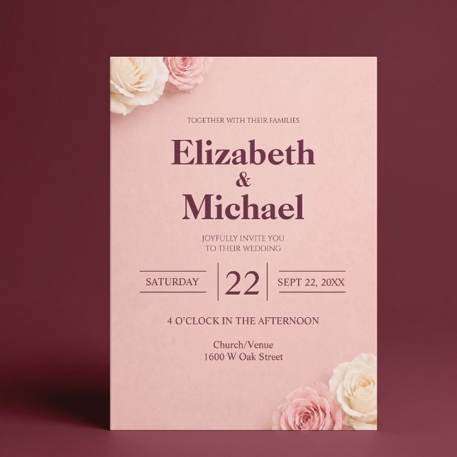 Blush Pink Rose Wedding Invitation (Creator Uploaded)