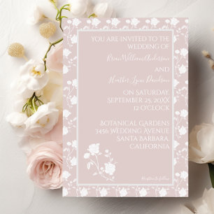 Blush Pink Rose Wedding Invitation