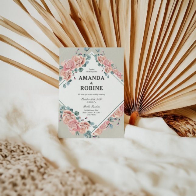 Blush Pink Rose Wedding Invitation (Creator Uploaded)