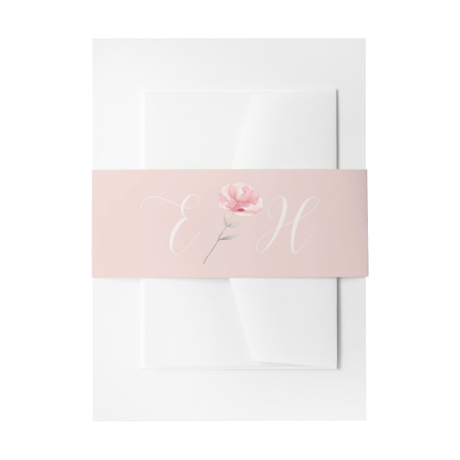 Blush Pink Rose Wedding Invitation Belly Band (Front Example)