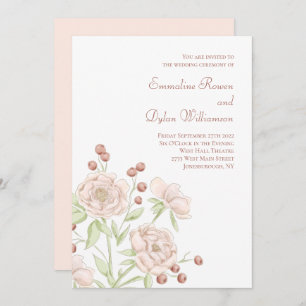 Blush Pink Rose Wedding Modern Invitation