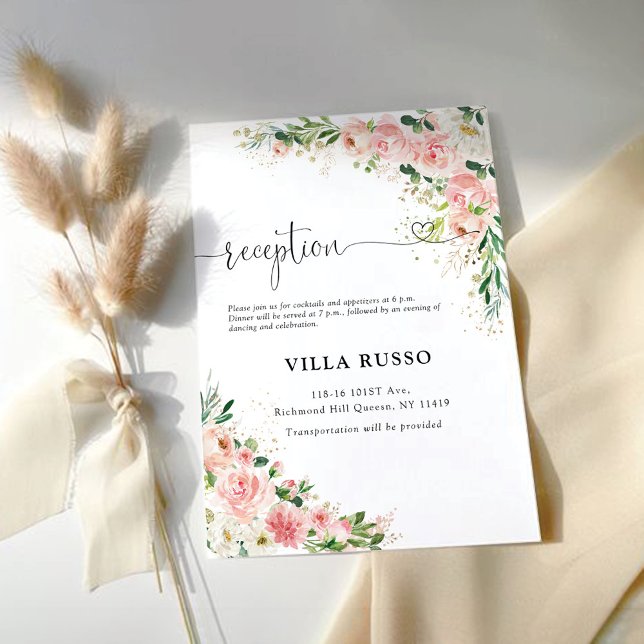 Blush Pink Rose Wedding Reception Enclosure Cards (Creator Uploaded)