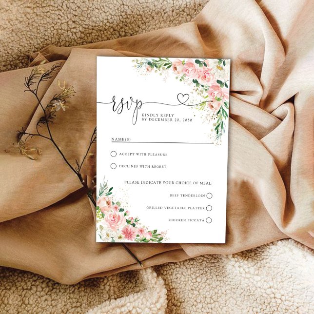 Blush Pink Rose Wedding RSVP Card (Creator Uploaded)