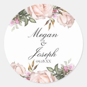 Blush Pink Rose Wedding Stickers