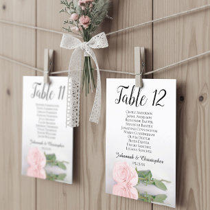 Blush Pink Rose Wedding Table Seating Chart Large