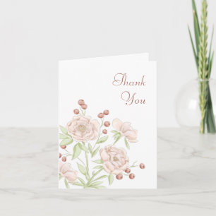 Blush Pink Rose Wedding Thank You Cards Modern